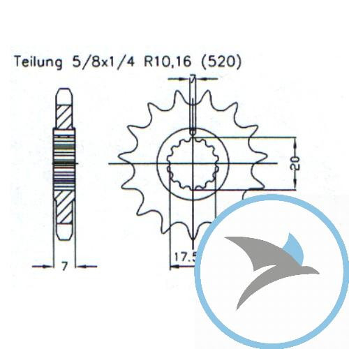 Ritzel 11Z Teilung 520 feinverzahnt Innendurchmesser 17.5/20