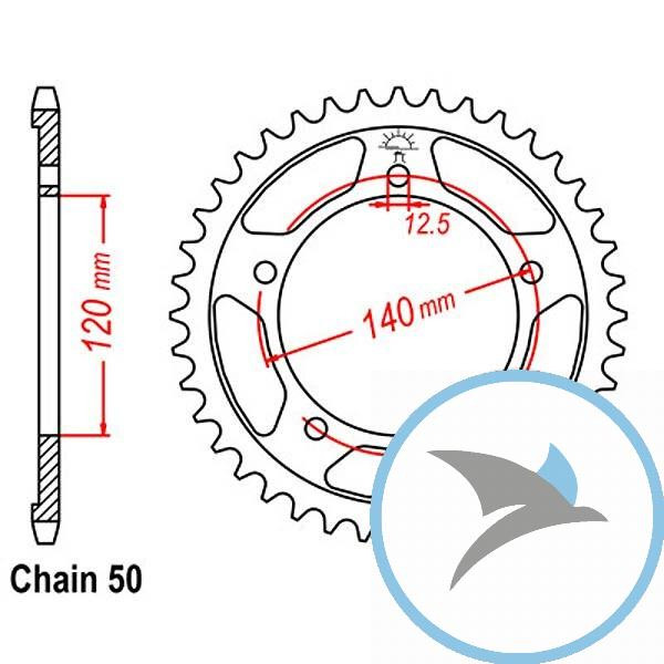 Kettenrad 41Z Teilung 530 Innendurchmesser 120 Lochkreis 140 - JTR1797.41