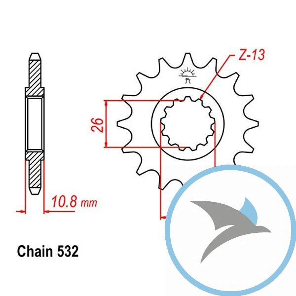 Ritzel 17Z Teilung 532 feinverzahnt Innendurchmesser 26/30 - JTF585.17