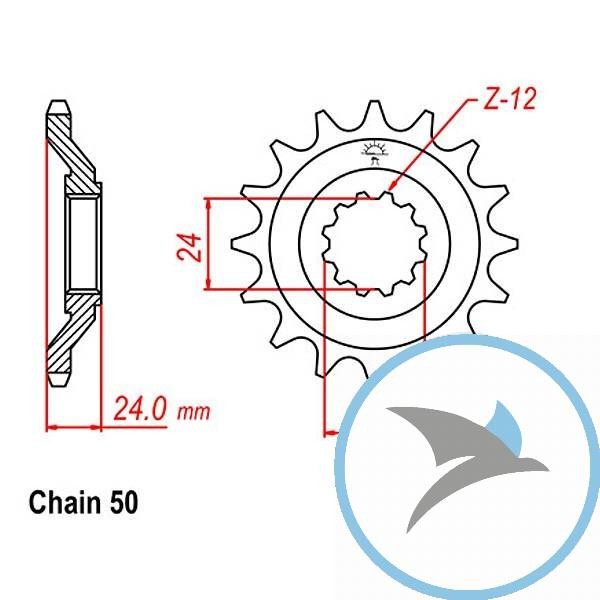 Ritzel 17Z Teilung 530 feinverzahnt Innendurchmesser 24/28.5 - JTF528.17