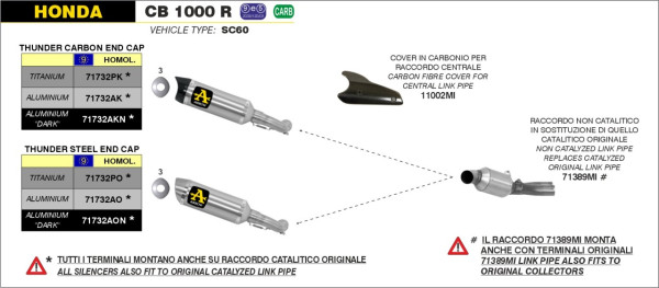 Arrow Street Thunder Aluminium schwarz Honda CB 1000 R (SC60) `08/16