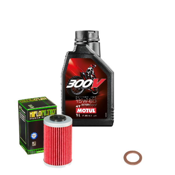 Husaberg FE 650 E Enduro Service Kit Öl Motul 300V 15W60 Ölfilter Schraube